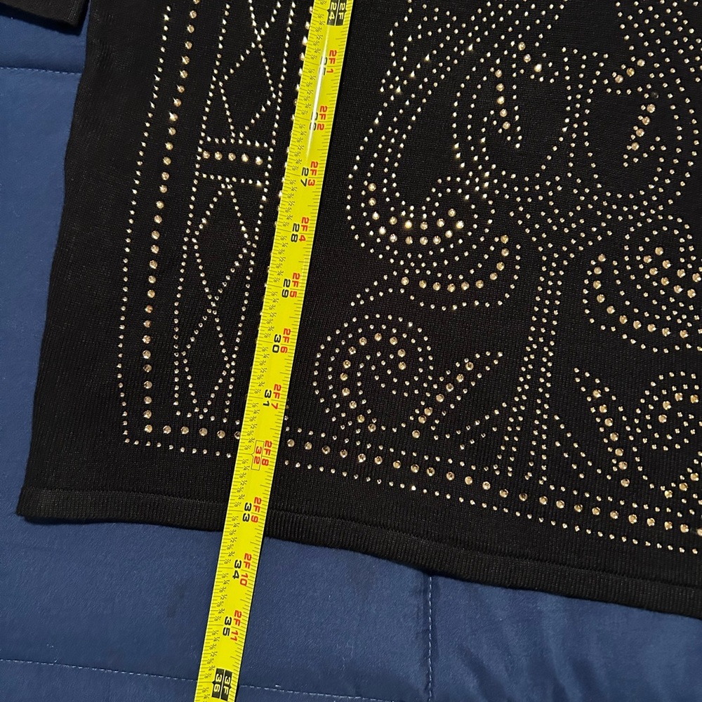 SAY WHAT • Black Sweater w/Gold Rhinestone Dress • sz L • - Picture 8 of 9